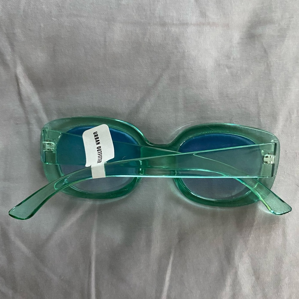 Mila Translucent Rectangle Sunglasses Blue - Picture 3 of 4
